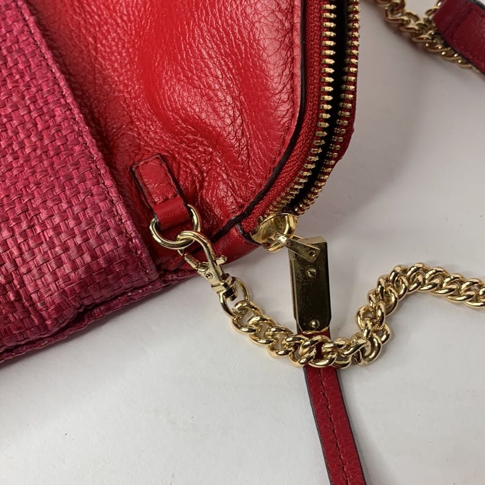Henri Bendel red woven leather clutch envelope chain bag - Picture 11 of 11